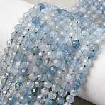 Natural Aquamarine Beads Strands, Faceted, Round, 4mm, Hole: 0.5mm, about 96pcs/strand, 15.7 inch(40cm)(G-F509-10-4mm)