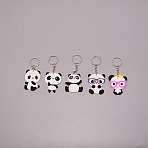 PVC Keychain, with Platinum Iron Findings, Panda, Mixed Color, 10.3cm(KEYC-WH0029-01)