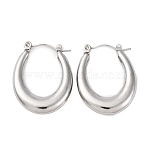 Non-Tarnish 304 Stainless Steel Chunky Oval Hoop Earrings for Women, Stainless Steel Color, 26x20x4mm, Pin: 0.7mm(EJEW-F283-08P-1)