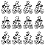80Pcs Tibetan Style Alloy Pendants, Cherry Charms, Antique Silver, 15x11x5mm, Hole: 2mm(FIND-SC0014-56AS)