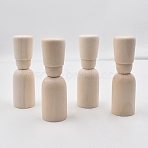 Unfinished Wooden Peg Dolls, Wooden Blank Doll with High Hat Pegs, for Children's Creative Paintings Craft Toys, Antique White, 2.6x8.5cm(DOLL-PW0002-019)