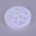 Bear Paw Print & Bone Silicone Molds, Resin Casting Molds, For UV Resin, Epoxy Resin Jewelry Making, White, 75x11mm(DIY-WH0167-91)