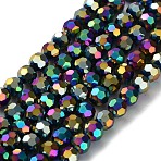Electroplate Glass Bead Strands, Faceted(32 Facets), Round, Rainbow Plated, 6x5mm, Hole: 1mm, about 88~91pcs/strand, 19.49~20.08 inch(49.5~51cm)(EGLA-R042-6mm-04)