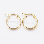 PVD Vacuum Plating 304 Stainless Steel Hoop Earrings, Long-Lasting Plated, Hypoallergenic Earrings, Ring, Golden, 19x18x4mm, Pin: 1x0.8mm(EJEW-G239-51G)