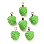 Alloy Enamel Pendants, 3D Sugar Apple Charms, Golden, Lime Green, 17.5x11.5x11mm, Hole: 1.4mm(AL-CBAC5EF-05G-01)