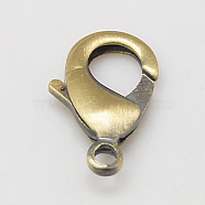 Brass Lobster Claw Clasps, Parrot Trigger Clasps, Lead Free & Cadmium Free, Brushed Antique Bronze, 23x13x4mm(KK-905-AB)
