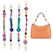 Elite 4Pcs 4 Style Resin Imitation Gemstone Beaded Bag Handles, with Alloy Swivel Clasp, Mixed Color, 28.5~33cm, 1pc/style(FIND-PH0009-46B)