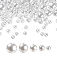 1150Pcs 5 Style ABS Plastic Imitation Pearl Beads, Round, White, 1150pcs/set(KY-LS0001-20)