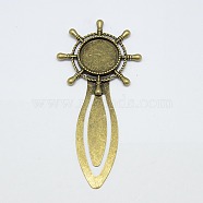 Tibetan Style Helm Bookmark Cabochon Settings, Cadmium Free & Nickel Free & Lead Free, Antique Bronze, Tray: 18mm, 84x40x4mm(X-TIBE-S163-AB-NR)