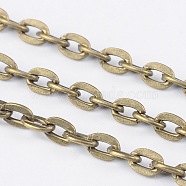 Iron Cable Chains, Unwelded, with Spool, Flat Oval, Cadmium Free & Nickel Free & Lead Free, Antique Bronze, 4x2.7x0.7mm, about 328.08 Feet(100m)/roll(CH-0.7PYSZ-AB)