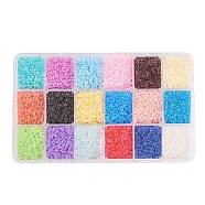 PandaHall Elite Grade A Transparent Glass Seed Beads, Inside Color, Mixed Color, 2.3x1.5mm, Hole: 1mm, about  37800pcs/box, 16.5x10.8x3cm(SEED-PH0012-01)