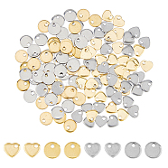 120Pcs 2 Styles 2 Colors 201 Stainless Steel Stamping Blank Tag Pendants, Flat Round, Golden & Stainless Steel Color, 5~6x6x1mm, Hole: 1mm, 30pcs/color(STAS-DC0015-77)