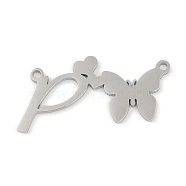 Non-Tarnish 304 Stainless Steel Pendants, Letter & Butterfly Charms, Letter P, 12.5x26.5x0.9mm, Hole: 1.2mm(STAS-L279-002P-P)