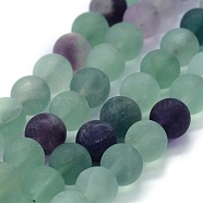 Natural Fluorite Beads Strands, Frosted, Round, 6mm, Hole: 0.8mm, about 62pcs/strand, 14.9 inch(38cm)(G-G763-13-6mm)