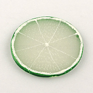 Resin Fruit Pendants, Lemon/Flat Round, Sea Green, 48x3mm, Hole: 2mm(X-RESI-R130-03)