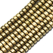 Electroplate Non-magnetic Synthetic Hematite Beads Strands, Matte Style, Heishi Beads, Flat Round/Disc, Real 18K Gold Plated, 3x2mm, Hole: 1mm, about 195~200pcs/strand, 15.75 inch(40cm)(G-S352-43-B01)