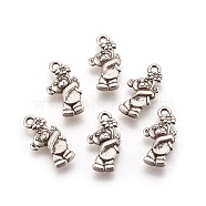 Zinc Tibetan Style Alloy Pendants, Cadmium Free & Lead Free, Bear, Antique Silver Color, Size: about 19mm long, 9mm wide, 3mm thick, hole: 2mm(X-PALLOY-ZN44149-AS-LF)