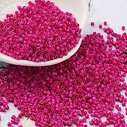 Baking Paint Glass Seed Beads, Cylinder, Camellia, 2x1.5mm, Hole: 1mm, about 5599pcs/50g(X-SEED-S042-05B-69)
