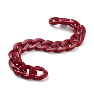 Handmade CCB Plastic Curb Chains, Twisted Chain, with Opaque Spray Painted Acrylic Links, Oval, Dark Red, link: 22.5x16.5x5mm39, 37 inch(1m)/strand(AJEW-JB00698-05)