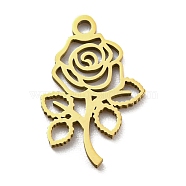 Ion Plating(IP) 316L Surgical Stainless Steel Pendants, Laser Cut, Rose Charm, Real 18K Gold Plated, 17x11x1mm, Hole: 1.5mm(STAS-M317-24G)