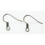 Brass Earring Hooks, with Horizontal Loop, Platinum, 15~17.5mm, Hole: 1.5mm(KK-Q367-P)