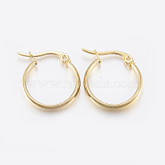 304 Stainless Steel Hoop Earrings, Hypoallergenic Earrings, Ring, Golden, 19x18x4mm, Pin: 1x0.8mm(EJEW-G239-51G)