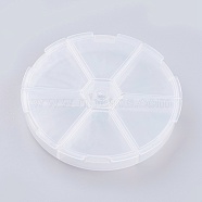 Plastic Bead Containers, 6 Compartments, Flat Round, Clear, 10.3x1.7cm(CON-G003-01)