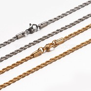 304 Stainless Steel Rope Chain Necklaces, with Lobster Claw Clasp, Mixed Color, 19.7 inch(50cm), 2.3mm(NJEW-E026-09)