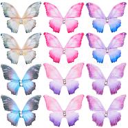 SUNNYCLUE 120Pcs 6 Colors Gradient Color Double Layer Fibre Tulle Ornament Accessories, 3D Craft Organza Butterfly, with Crystal Rhinestone, Mixed Color, 45x37x3mm, 20pcs/color(FIND-SC0005-82)