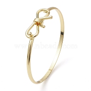 Bowknot Brass Bangles, Long-Lasting Plated, Lead Free & Cadmium Free, Real 18K Gold Plated, Inner Diameter: 2-3/8x2 inch(6x5cm)(BJEW-D039-39G)