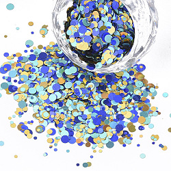 Ornament Accessories, PET Plastic Paillette/Sequins Beads, No Hole/Undrilled Beads, Flat Round, Mixed Color, 1~3x0.1mm(X-PVC-S035-022)