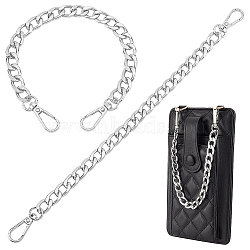 Elite Aluminum Curb Chain Bag Shoulder Straps, with Alloy Swivel Clasps, for Bag Replacement Accessories, Platinum, 310mm, 2pcs/box(FIND-PH0010-39P)