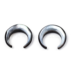 Natural Black Lip Shell Beads, Crescent Moon, 19x20x4~4.5mm, Hole: 0.8mm, about 6pcs/bag(SSHEL-N034-122A-02)