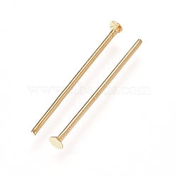 304 Stainless Steel Flat Head Pins, Real 18K Gold Plated, 12x0.7mm, Head: 1.5mm(STAS-I314-C01-G)