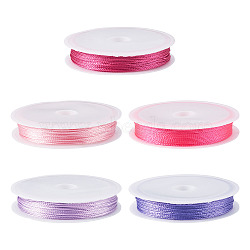 50M 5 Colors 12-Ply Polyester Threads, for Jewelry Making, Mixed Color, 1mm, 10m/color(NWIR-TA0001-40C)