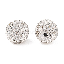 Polymer Clay Rhinestone Beads, Grade A, Round Pave Disco Ball Beads, Crystal, PP12(1.8~1.9mm), 10mm, Hole: 1.5mm(RB-N006-70)