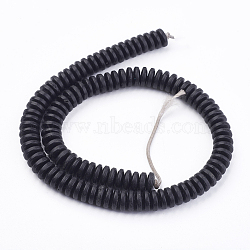 Natural Coconut Beads Strands, Flat Round, Black, 10x3mm, Hole: 1.2mm, about 110pcs/strand, 12.79 inch(32.5cm)(COCO-P002-01-10mm)