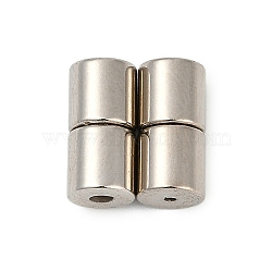 Brass Magnetic Clasps, Long-Lasting Plated, Rack Plating, Column, Stainless Steel Color, 6mm, Hole: 1.8mm and 0.9mm(KK-H202-01P-01)