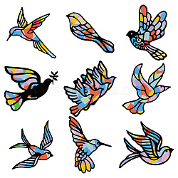 CREATCABIN Paper Window Decoration, Window Decals, with Craft Paper Sheets, Bird Pattern, Window Decoration: 150mm, 9pcs/set, 1 set, Sheets: 100x100x0.09mm, 100pcs/set, 1 set(AJEW-CN0001-49A-07)