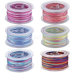 6 Rolls 6 Colors Segment Dyed Polyester Thread, Braided Cord, Mixed Color, 0.8mm, about 10.93 yards(10m)/roll, 1 roll/color(NWIR-SC0001-02)