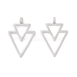 Non-Tarnish 304 Stainless Steel Pendants, Double Triangle, Stainless Steel Color, 34.5x23x6mm, Hole: 4mm(STAS-P308-01P)