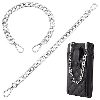 Elite Aluminum Curb Chain Bag Shoulder Straps, with Alloy Swivel Clasps, for Bag Replacement Accessories, Platinum, 310mm, 2pcs/box