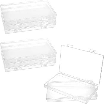 Transparent Plastic Bead Containers, with Hinged Lids, for Beads and More, Rectangle, Clear, 19.1x10.95x1.6cm