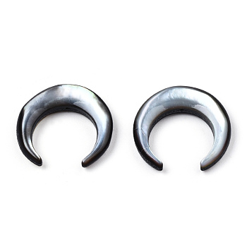 Natural Black Lip Shell Beads, Crescent Moon, 19x20x4~4.5mm, Hole: 0.8mm, about 6pcs/bag