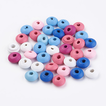 Natural Wood Beads, Dyed, Rondelle, Mixed Color, 12x6mm, Hole: 3mm, about 2170pcs/500g