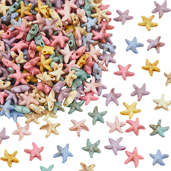 300Pcs Acrylic Beads, Imitation Gemstone Style, Star, Mixed Color, 14x13.5x5mm, Hole: 1.6mm