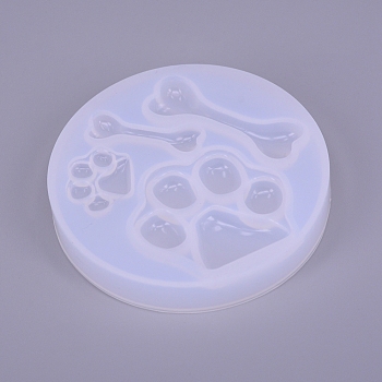 Bear Paw Print & Bone Silicone Molds, Resin Casting Molds, For UV Resin, Epoxy Resin Jewelry Making, White, 75x11mm