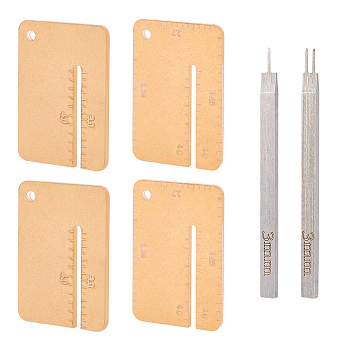 2Pcs 45# Steel Leather Hole Punches, 1 & 2 Prong Lacing Stitching Punching Tool, with 4Pcs Acrylic Puller, Manual Diy Leather, Leather Punch Perforated Auxiliary Tool, Stainless Steel Color
