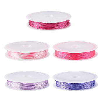 50M 5 Colors 12-Ply Polyester Threads, for Jewelry Making, Mixed Color, 1mm, 10m/color