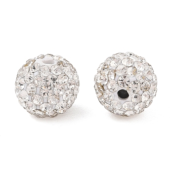 Polymer Clay Rhinestone Beads, Grade A, Round Pave Disco Ball Beads, Crystal, PP12(1.8~1.9mm), 10mm, Hole: 1.5mm